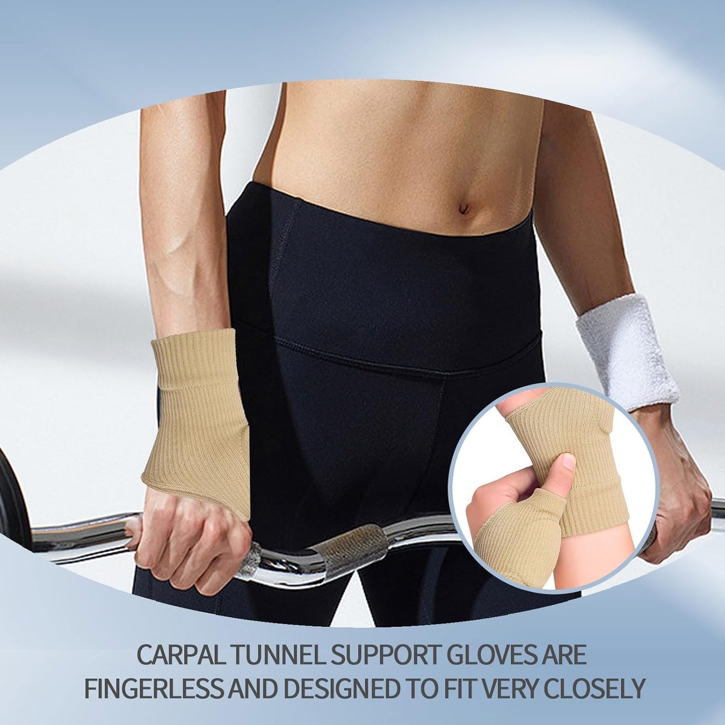 Thumb Brace - 2 Pairs Therapy Gloves Gel Hand Wrist Support Brace Arthritis Compression for Thumb Arthritis, Sport Pain Relief Tendonitis for Men and Women Fits Both Hands(L)