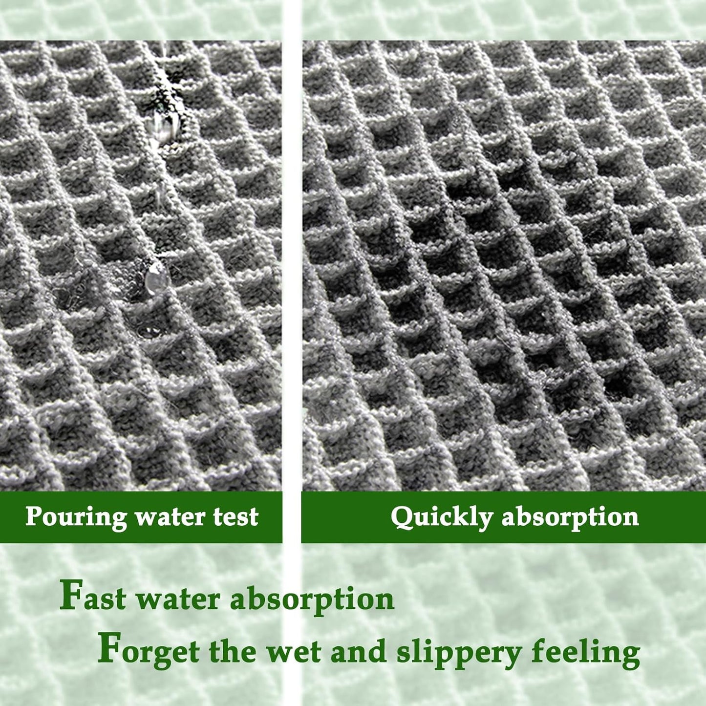 Grey Waffle Bath Mat,Super Absorbent Non Slip Bathroom Rug,Gray 18x30inch,Machine Washable Ultra Soft Floor Mats