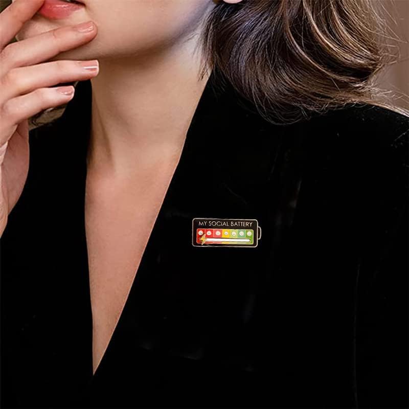 MY SOCIAL BATTERY Enamel Mood Conversion Lapel Pin Badge Funny Social Battery Indicator, 7 Days Mood, Cute, Creative Expression Pin Brooch