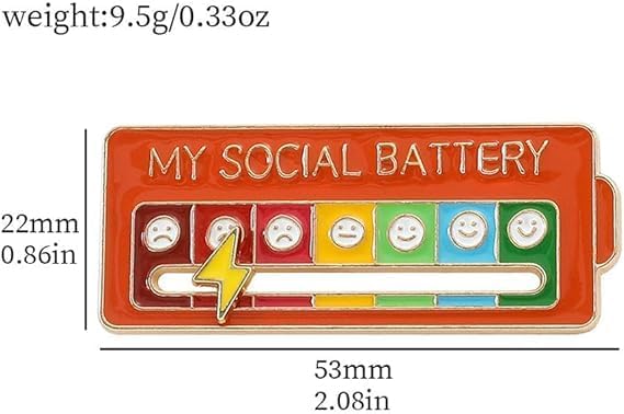 MY SOCIAL BATTERY Enamel Mood Conversion Lapel Pin Badge Funny Social Battery Indicator, 7 Days Mood, Cute, Creative Expression Pin Brooch