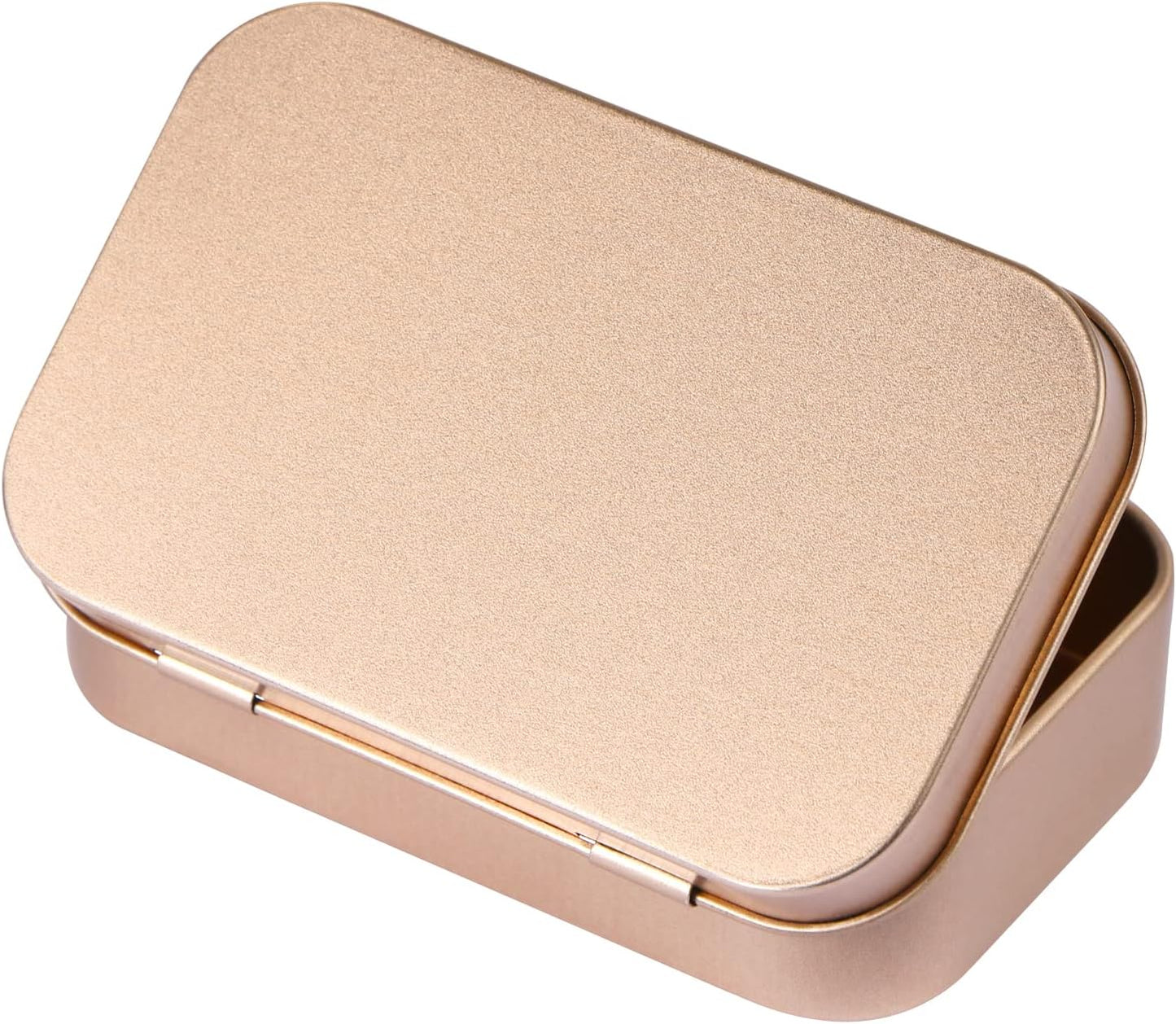 3 Pack Metal Rectangular Hinged Tins Box with Lid Mini Portable Box Empty Craft Containers Small Storage Kit Home Outdoors Organizer for Soap Mint Cookie 3.8x2.4x0.8 inch, Rose Gold