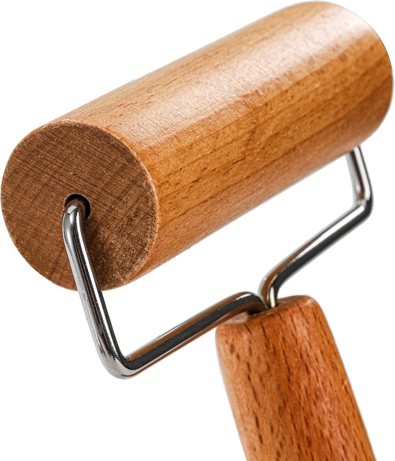 Set of 2 Pizza Dough Roller & Docker, Stainless Steel Hole Maker Puncher, Wooden Rolling Pin for Pizza, Cookie, Pie, Pastry, Bread, Crust