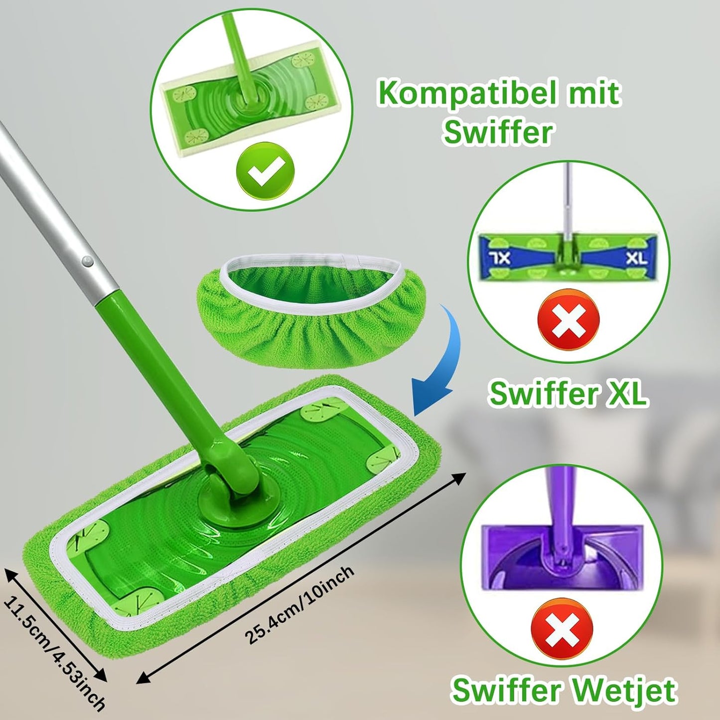 8Pcs Reusable Mop Pads Compatible with Swiffer Sweeper Mop, Dry Sweeping Cloths, Washable Microfiber Wet Mop Pads Refill for Household Cleaning
