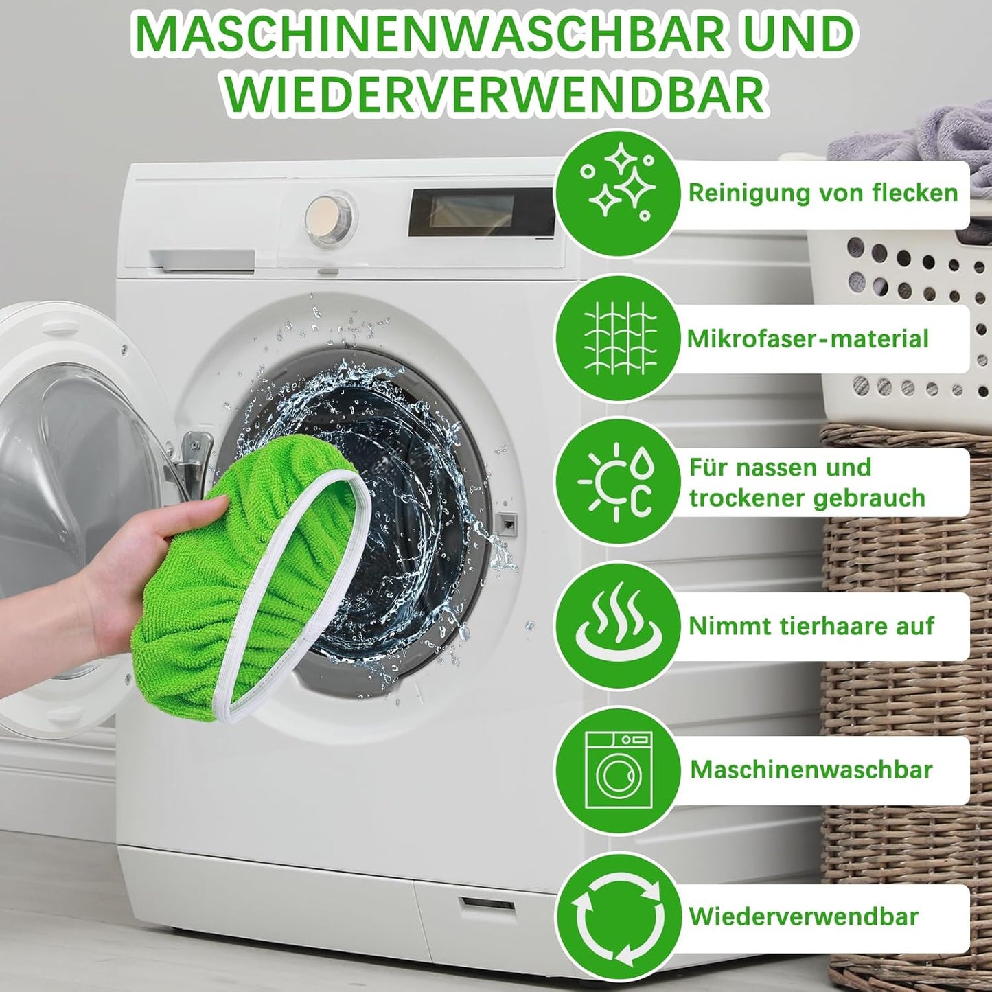 8Pcs Reusable Mop Pads Compatible with Swiffer Sweeper Mop, Dry Sweeping Cloths, Washable Microfiber Wet Mop Pads Refill for Household Cleaning