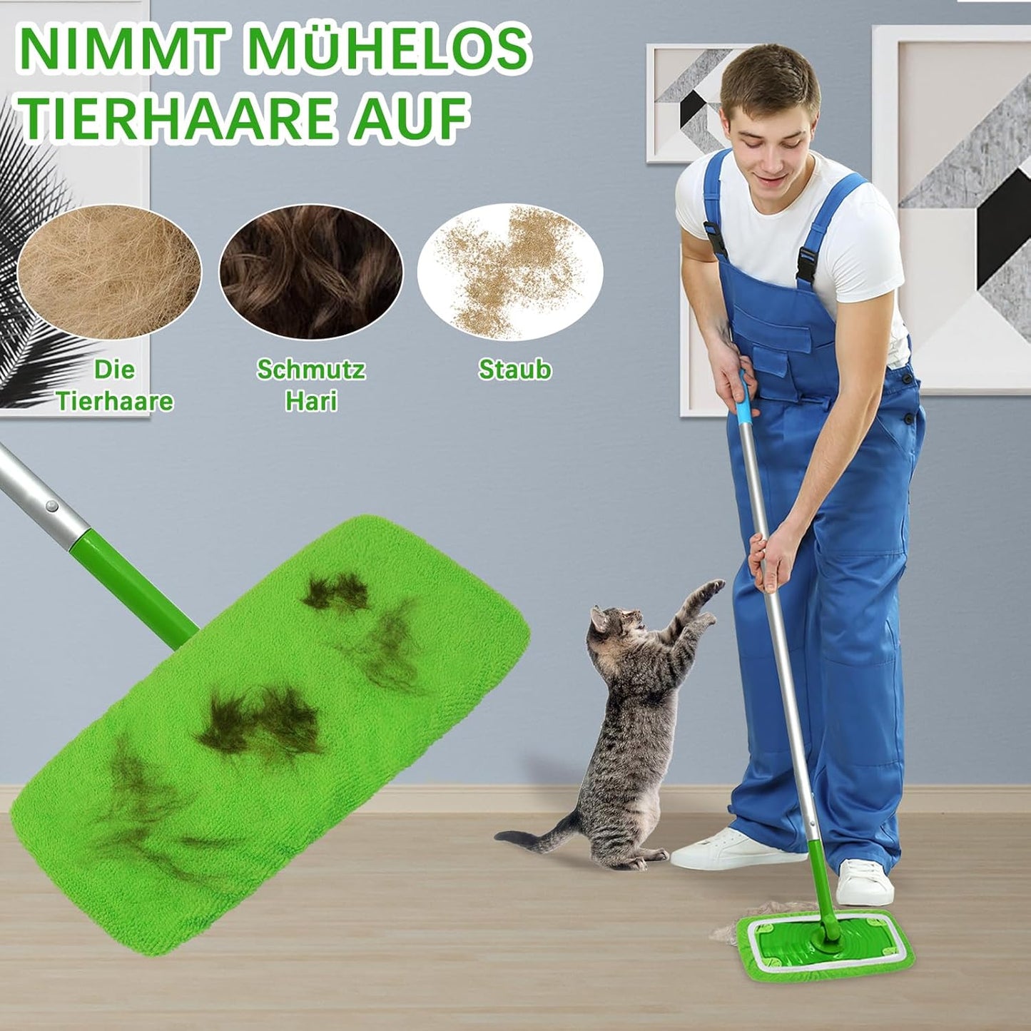 8Pcs Reusable Mop Pads Compatible with Swiffer Sweeper Mop, Dry Sweeping Cloths, Washable Microfiber Wet Mop Pads Refill for Household Cleaning