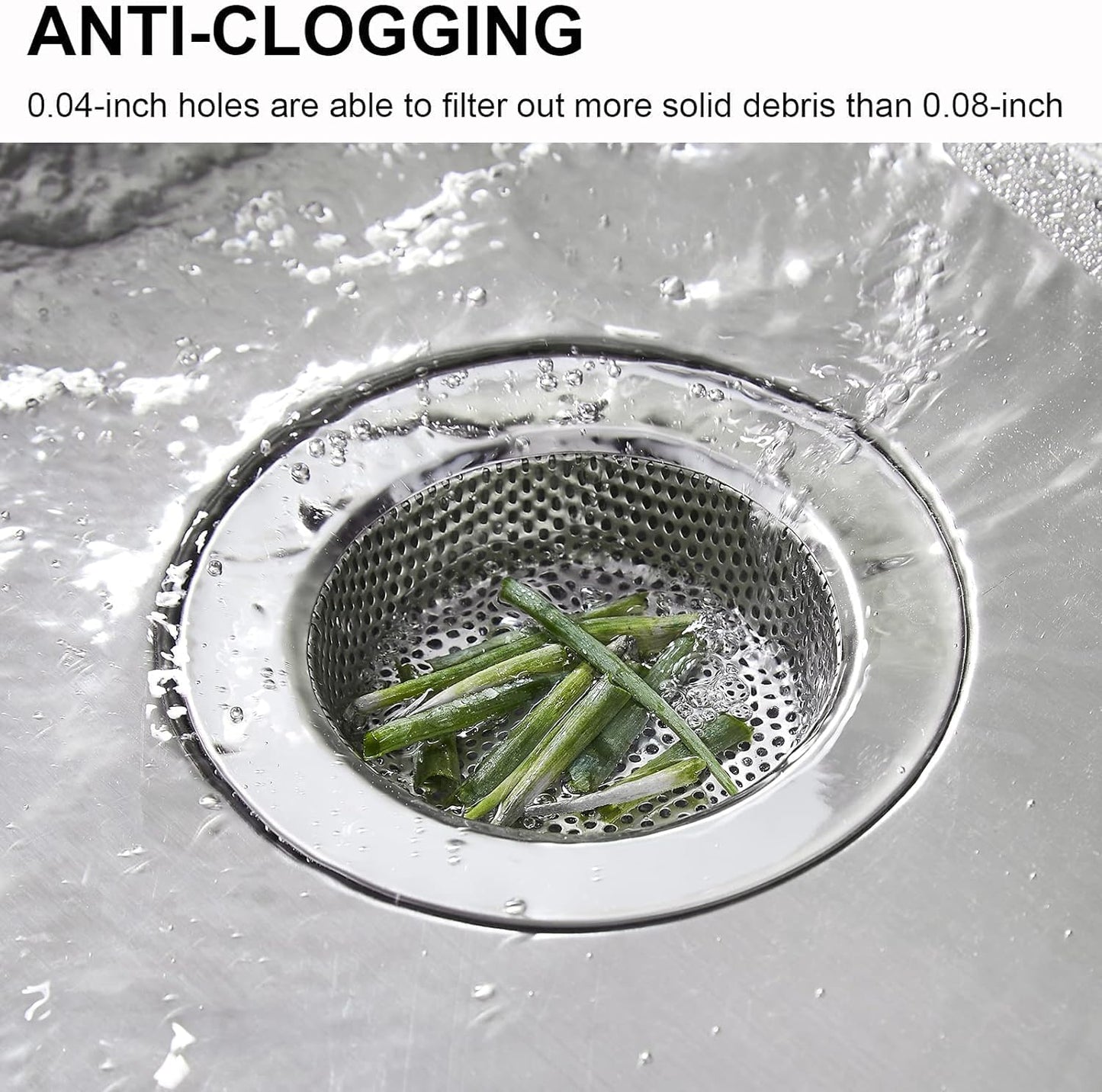 Kitchen Sink Strainer Stainless Steel,  Kitchen Sink Drain Strainer, Sink Strainers for Kitchen Sinks with Large Wide Rim 4.5" Diameter (2 Pack)