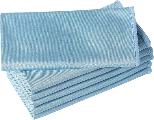 6 Pack Microfiber Glass Cleaning Cloths, Streak Free, Lint-Free and Absorbent Cloth, 16 Inch X 16 Inch, Ideal for Cleaning Mirrors, Glass, Screens, Window, Stemware, Lens (Blue)