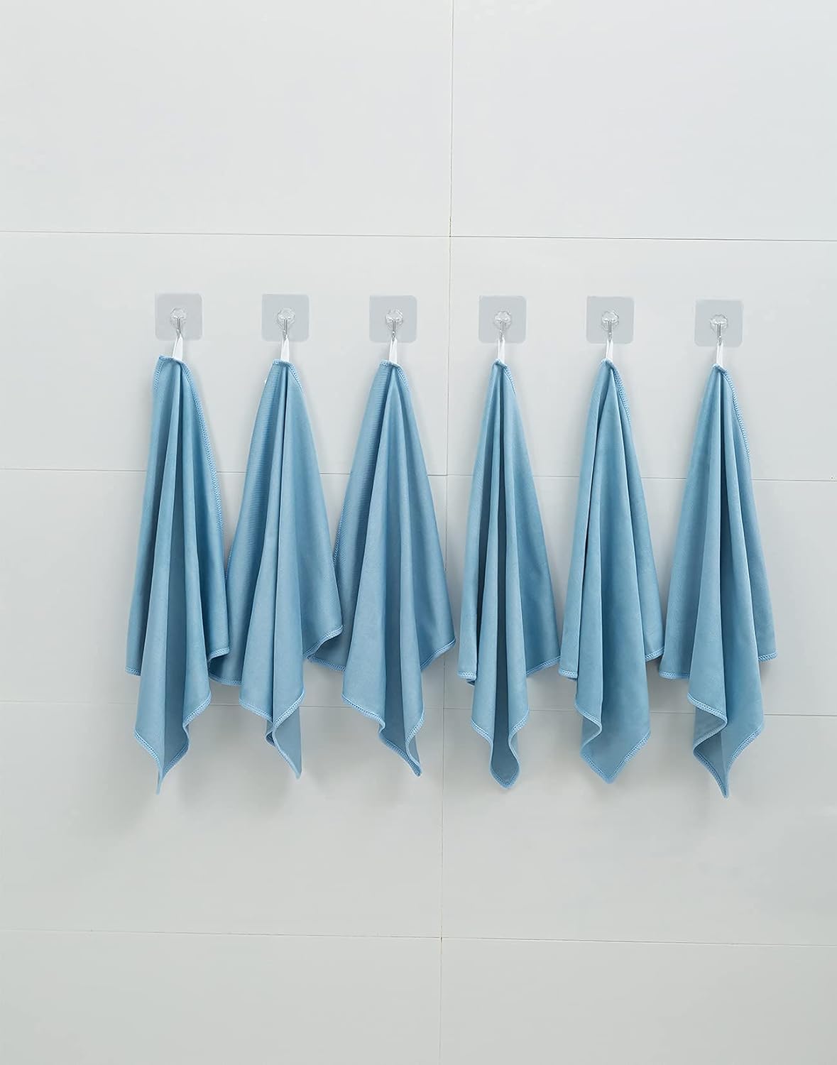 6 Pack Microfiber Glass Cleaning Cloths, Streak Free, Lint-Free and Absorbent Cloth, 16 Inch X 16 Inch, Ideal for Cleaning Mirrors, Glass, Screens, Window, Stemware, Lens (Blue)