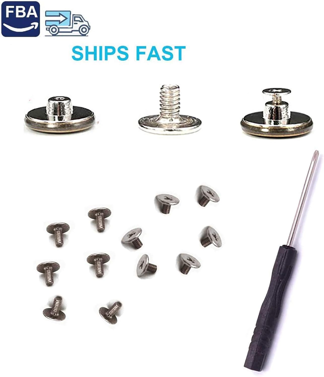12 Pcs Button for Sewing Metal Jeans, 17 mm No-Sew Nailess Removable Metal Jeans Buttons Replacement Repair Combo Thread Rivets and Screwdrivers