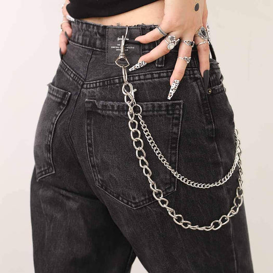 Bomine Hip Hop Pants Jean Chain Goth Punk Silver Trousers Chains Biker Heavy Thick Wallet Pocket Chains Silver Keychains Body Jewelry for Men and Women (Silver), 1 Count (Pack of 1)