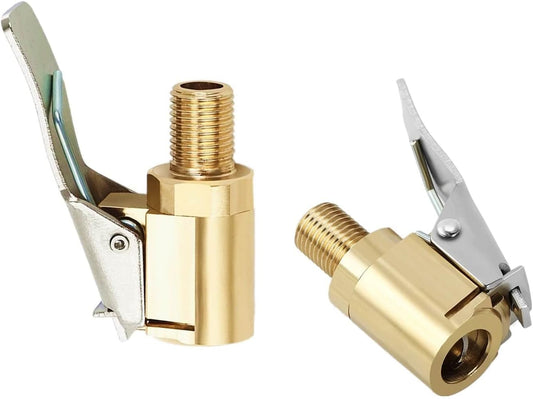 Tire Air Chuck with Clip Adapter, Brass Locking Tire Inflator Nozzle Adapter Connect, No Leakage Tire Chucks for Vehicle Inflator Compressor Pump Connect Accessories Tool 8mm 2Pack