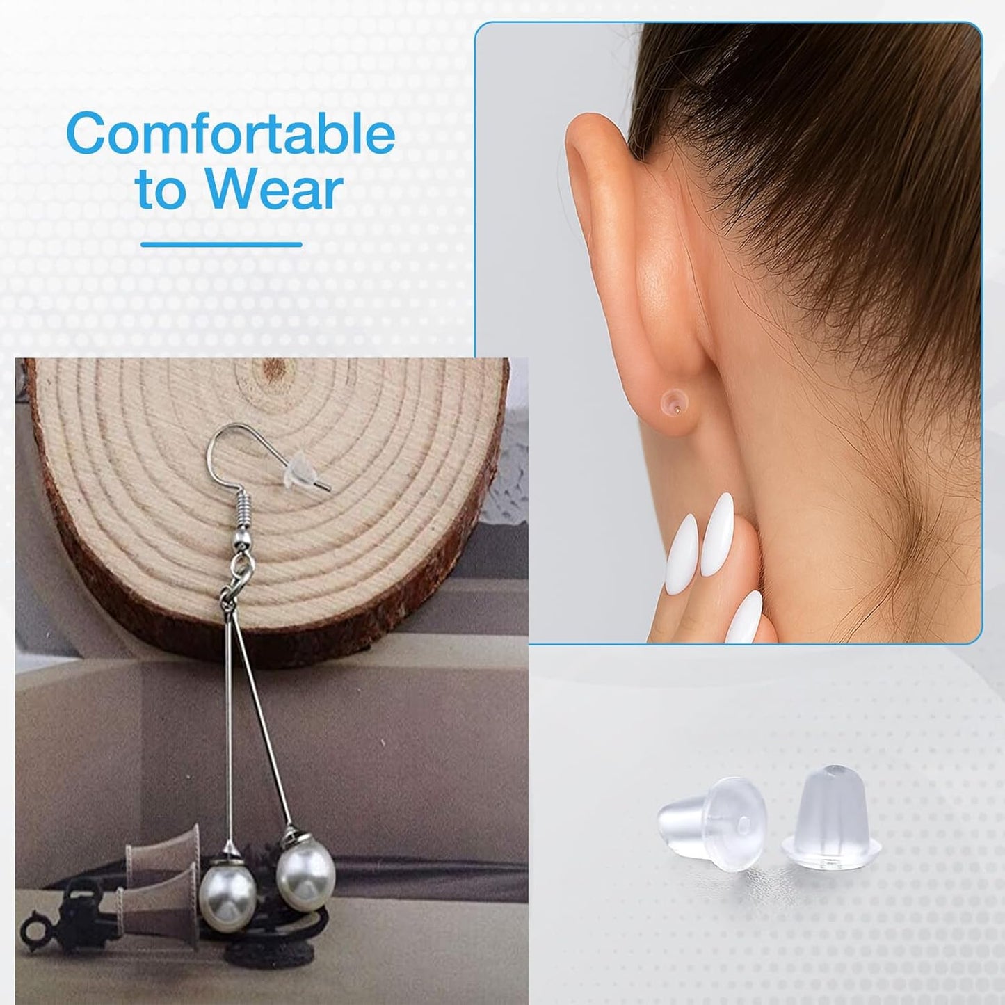 Earring Backings, Rubber Earring Backs for Stud Earrings for Women, Earring Backs for Fish Hook Earrings (100 Pieces)