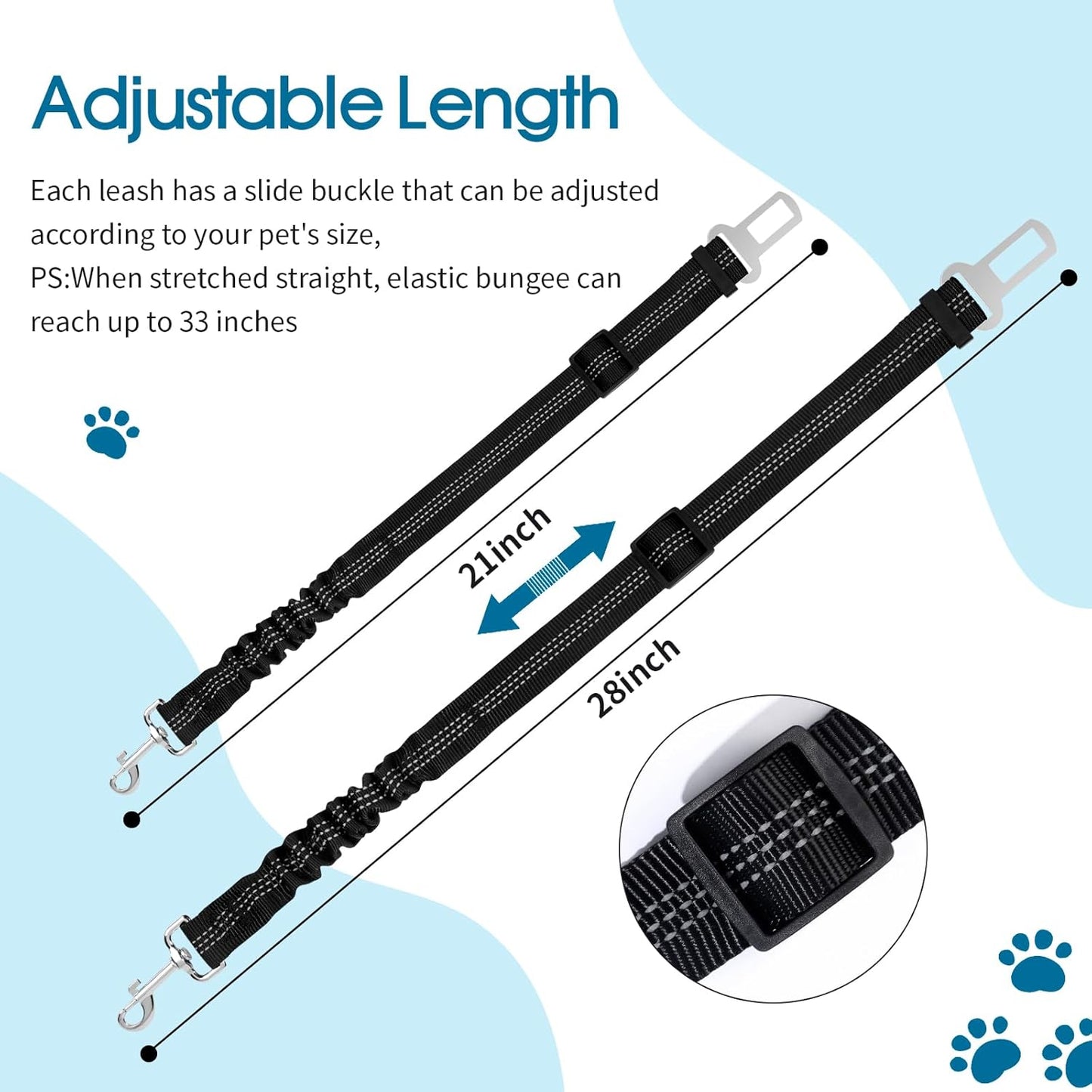 Dog Seat Belt for Car, Adjustable Dog Seatbelts for Vehicle, Nylon Pet Safety Seat Belts for Travel