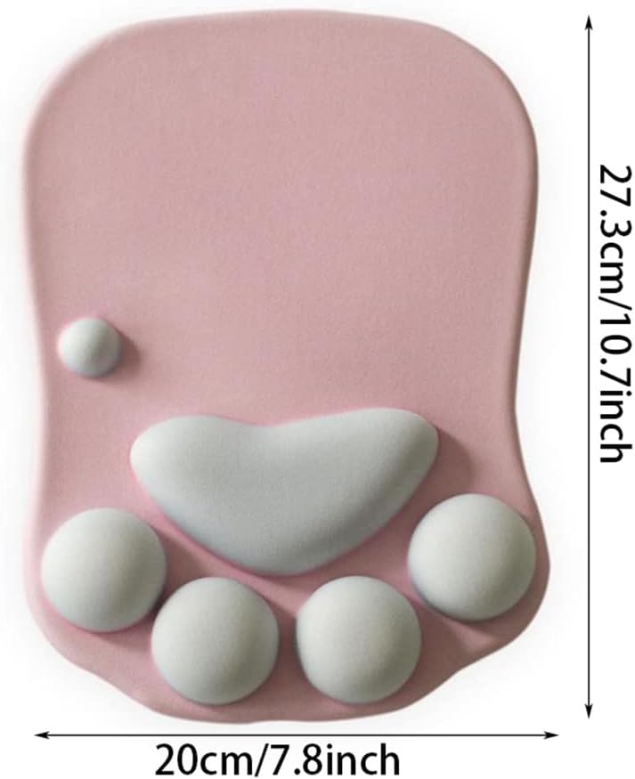 Cat Paw Mouse Pad, Cute 3D Soft Silicone Wrist Rest Support Cushion, Nonslip, Ergonomic Comfort Mouse Mat - for Office, Home Computer, Laptop,Pink