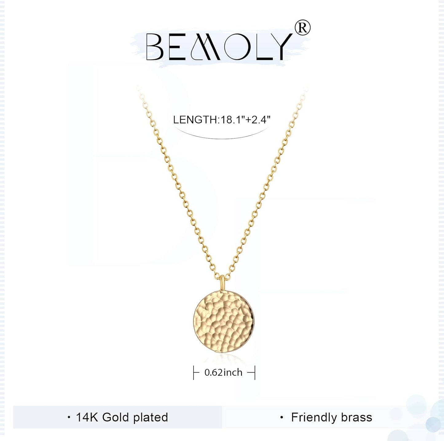 Moon Pendant Necklace 14K Gold Fill Dainty Hammered Moon Phase Gold Choker Simple Crescent Moon Full Moon Karma Circle Choker Necklace