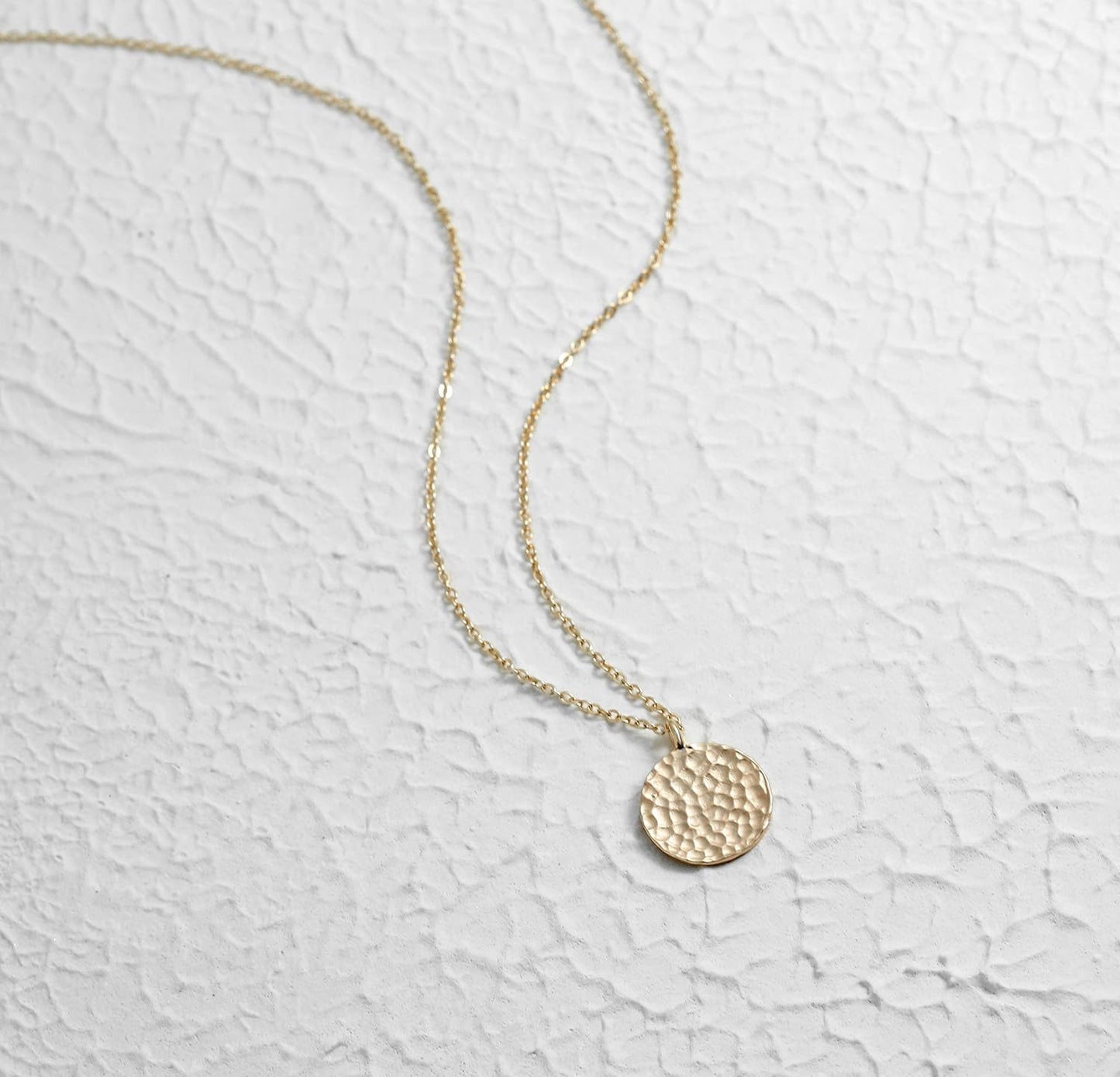 Moon Pendant Necklace 14K Gold Fill Dainty Hammered Moon Phase Gold Choker Simple Crescent Moon Full Moon Karma Circle Choker Necklace