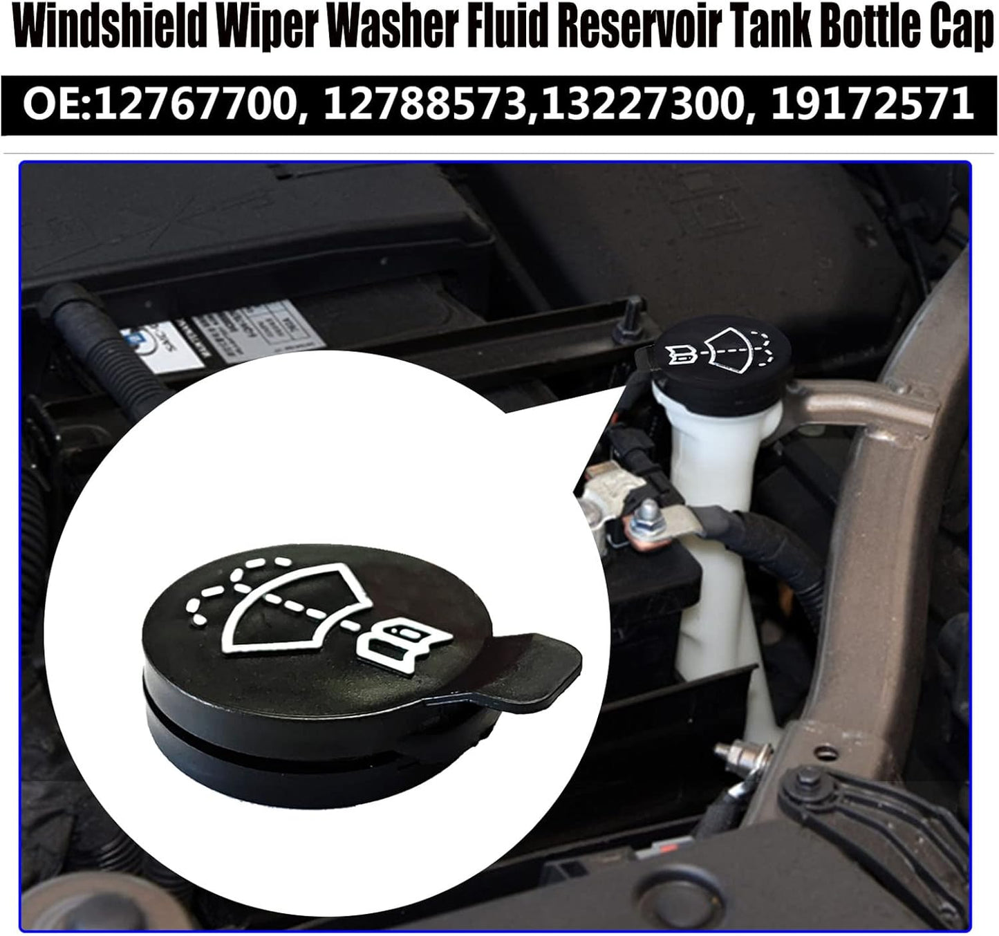 Windshield Wiper Washer Fluid Reservoir Tank Bottle Cap Replacement Cap Compatible with GMC Chevrolet Buick Cadillac 12767700, 13227300, 19172571, m