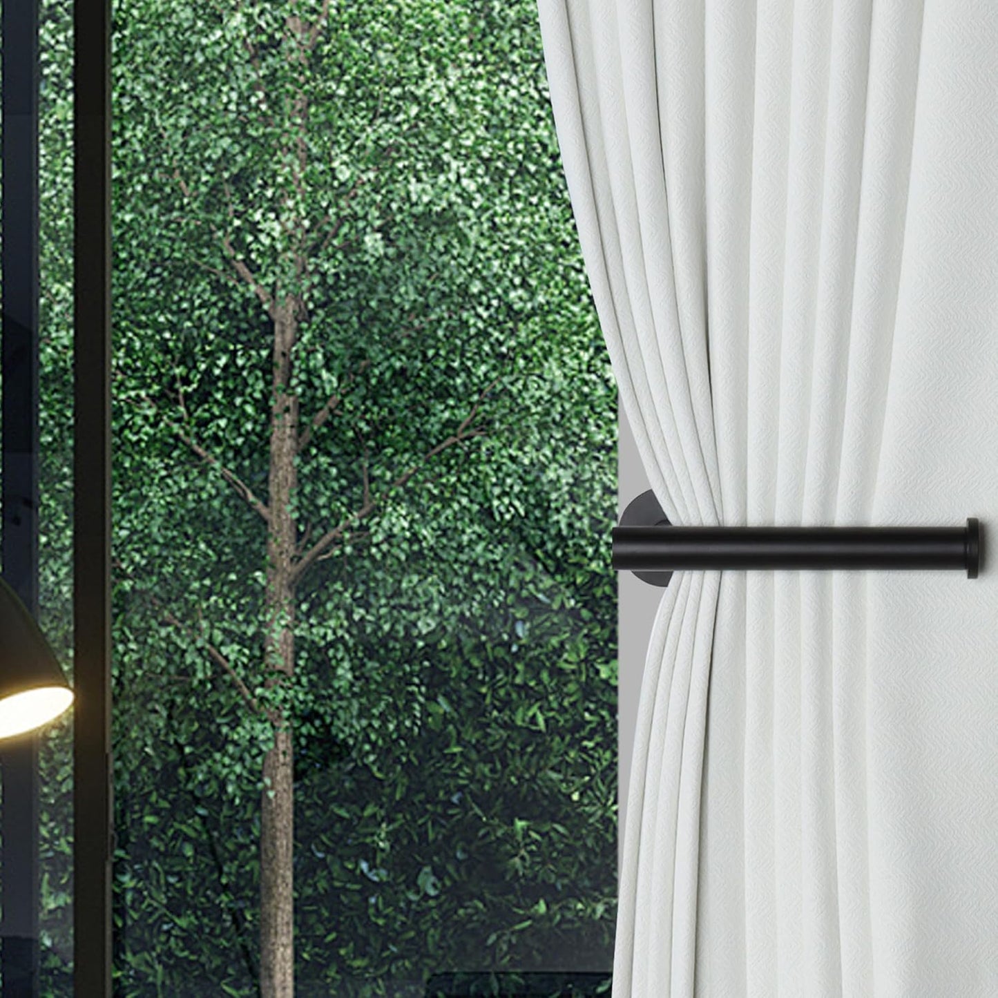 2 Pack Adhesive Curtain Holdbacks - No Drill Curtain Tie Backs & Pull Backs Curtain Holders for Drapes (2, Black)