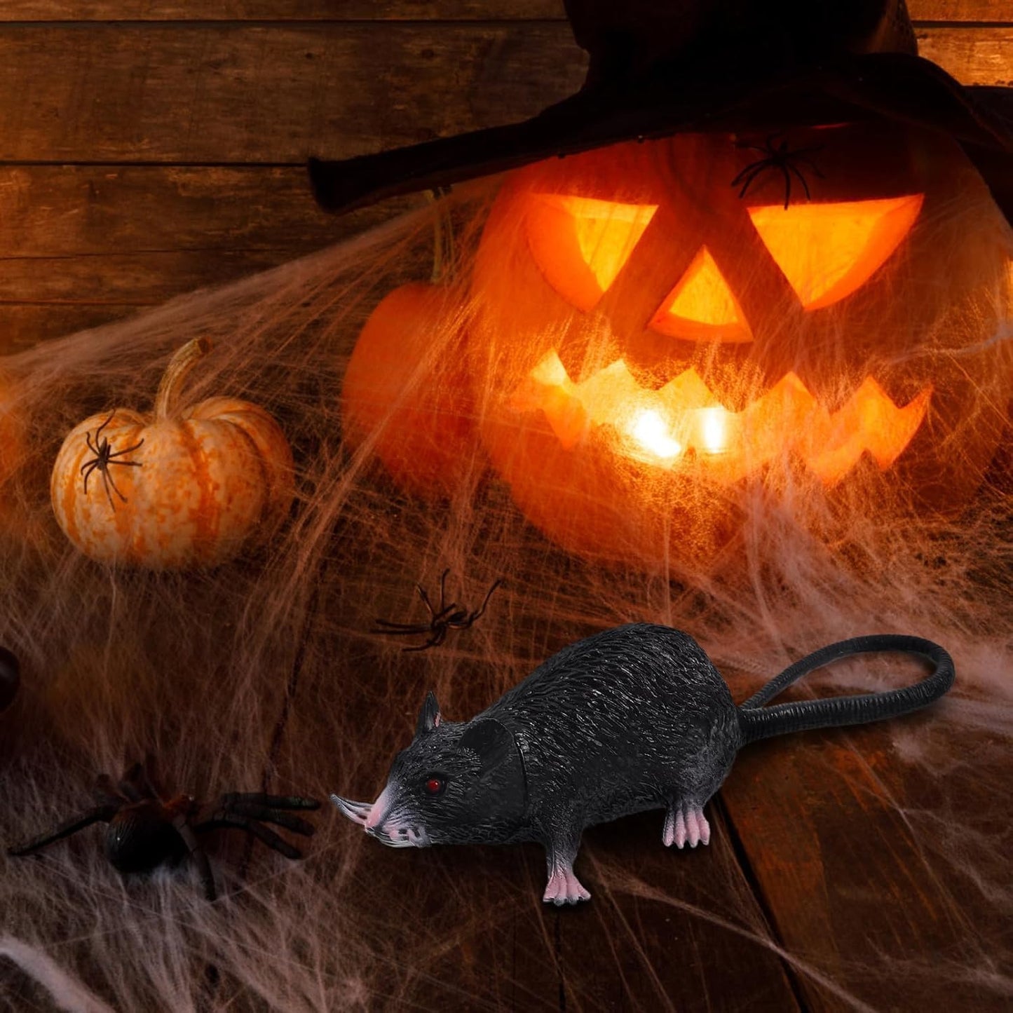 Realistic Fake Mouse Prop, Spooky Rat, Rubber Rat with Long Tail, Halloween and Prank Decoration