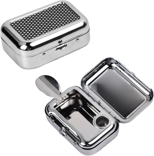 Pocket Ashtray, Portable Mini Ashtray, Stainless Steel Ashtray Windproof Ashtray with lid for Home Office Patio Outdoor Car Travel Camping Picnic Hiking Beach Fishing Cigarette (Black)