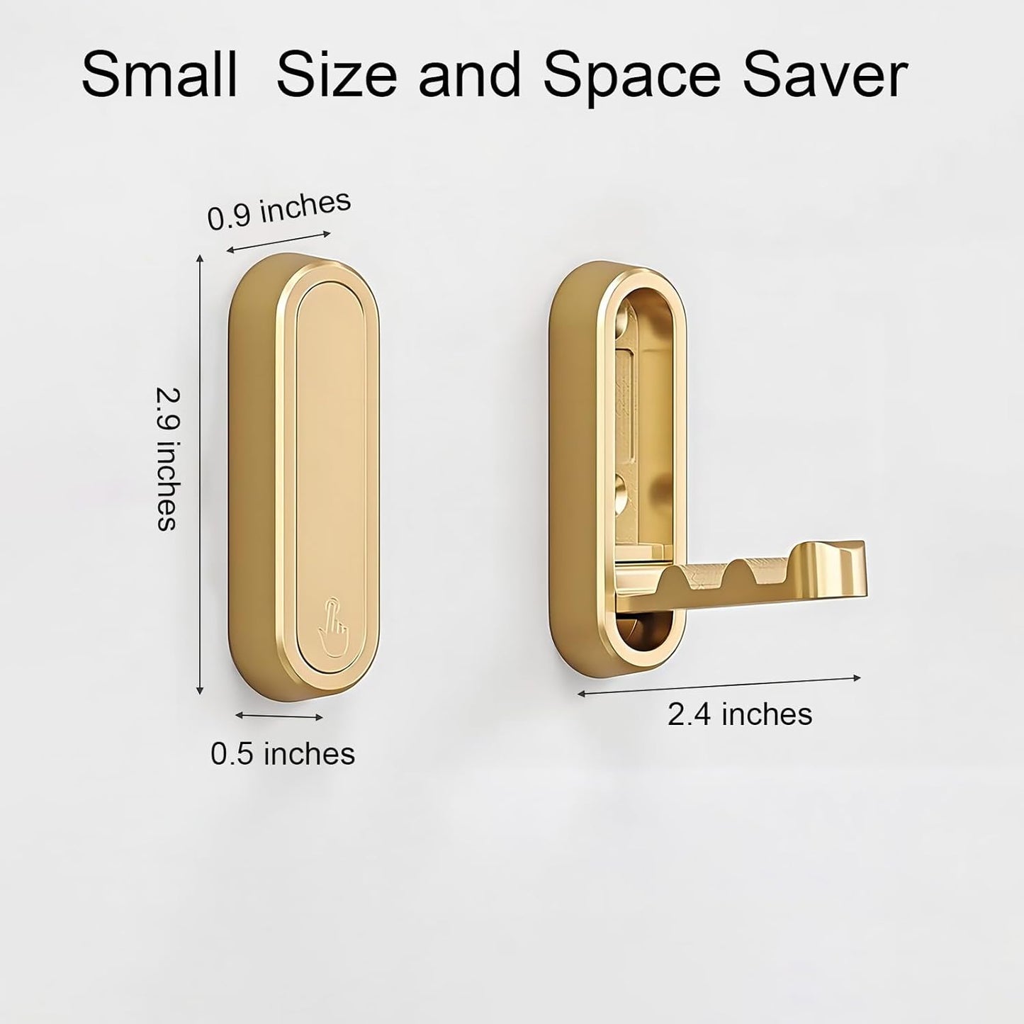 Brushed Gold Foldable Towel Hooks for Bathroom 2 Pack,Wall Hooks for Hanging Heavy Duty Coat Robe Purse Hooks, Foldable Hooks Storage Solution for Bathroom,Closet,Entryway,Pool (2, Brushed Gold)