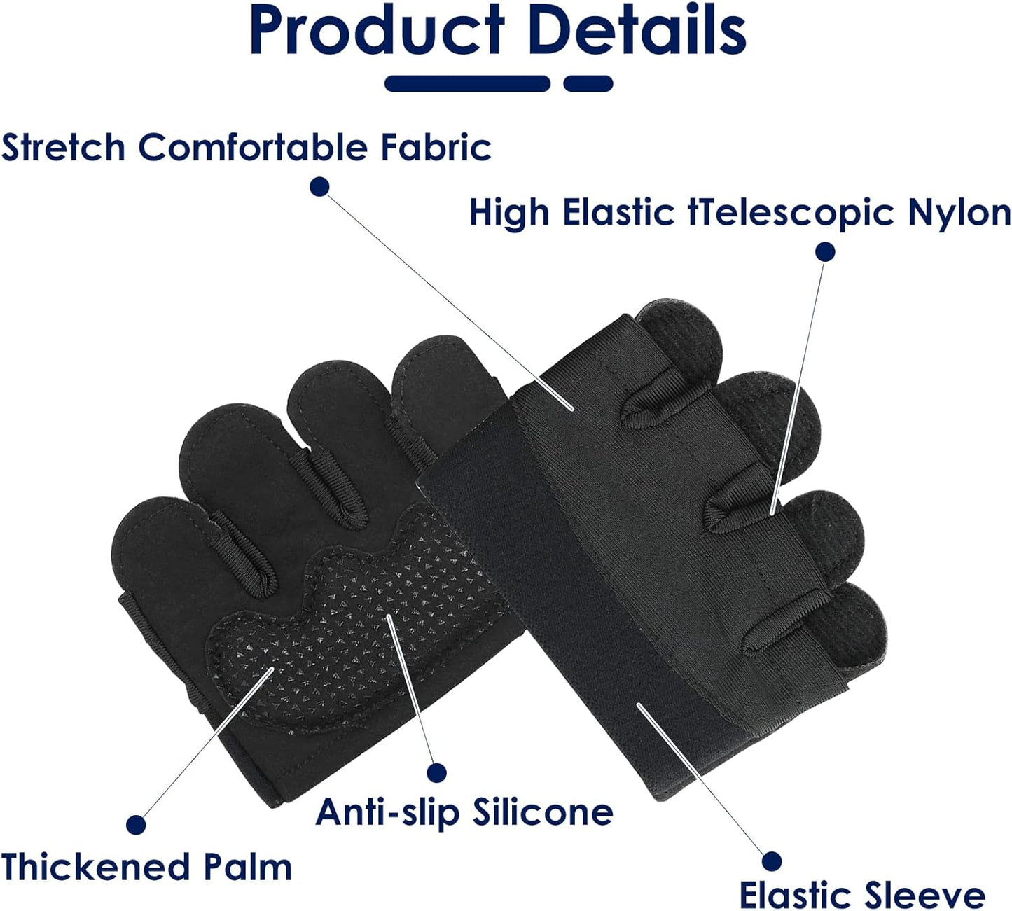 Grip Workout Gloves, Gym Gloves for Weight Lifting Kettlebell Pull-Ups Row Cross Training Non-Slip Silicone Four Finger Fitness Exercise Men and Women Black