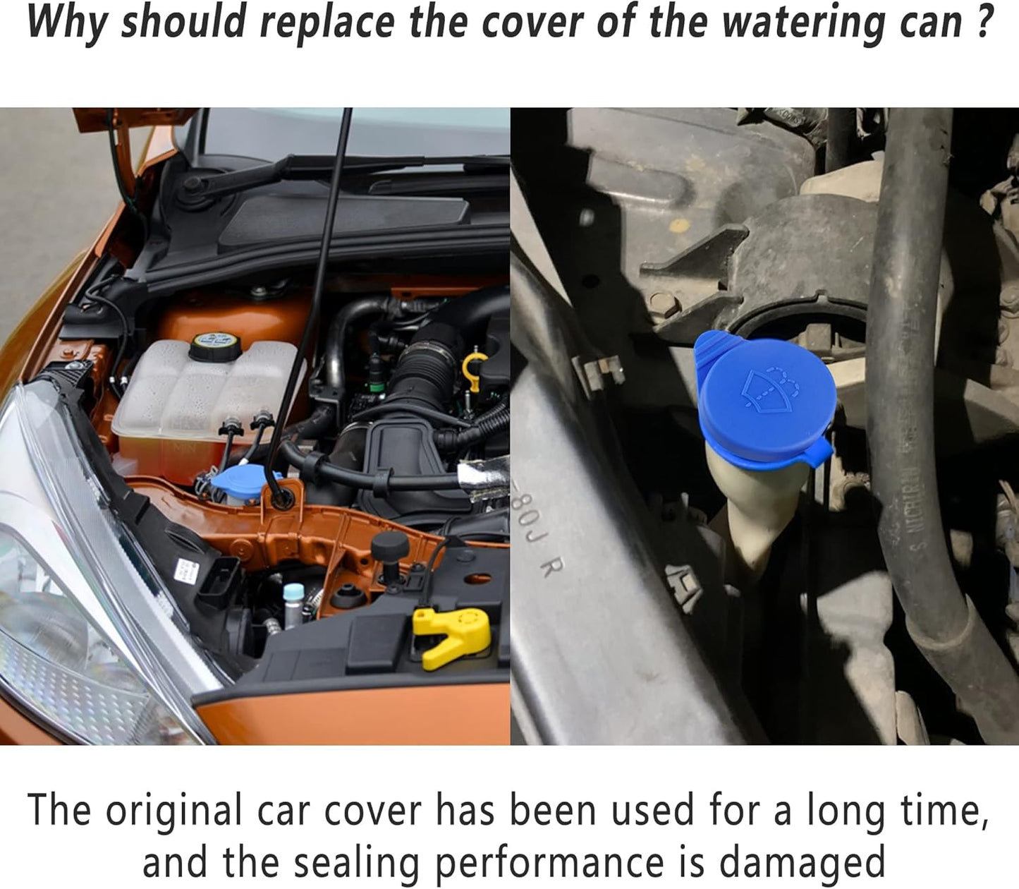ID 51mm /2'' Good Sealing Windshield Wiper Fluid Cap,Compatible with 2012-2018 Ford Focus Windshield Wiper Washer Fluid Reservoir Tank Bottle, Blue