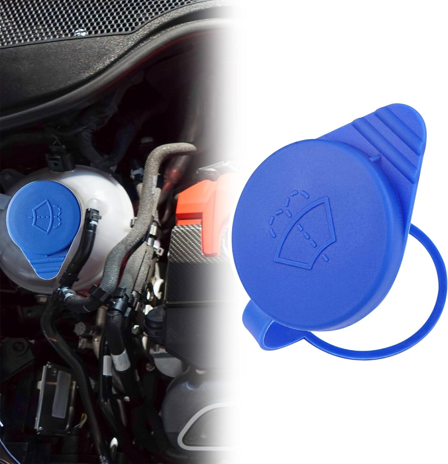ID 51mm /2'' Good Sealing Windshield Wiper Fluid Cap,Compatible with 2012-2018 Ford Focus Windshield Wiper Washer Fluid Reservoir Tank Bottle, Blue