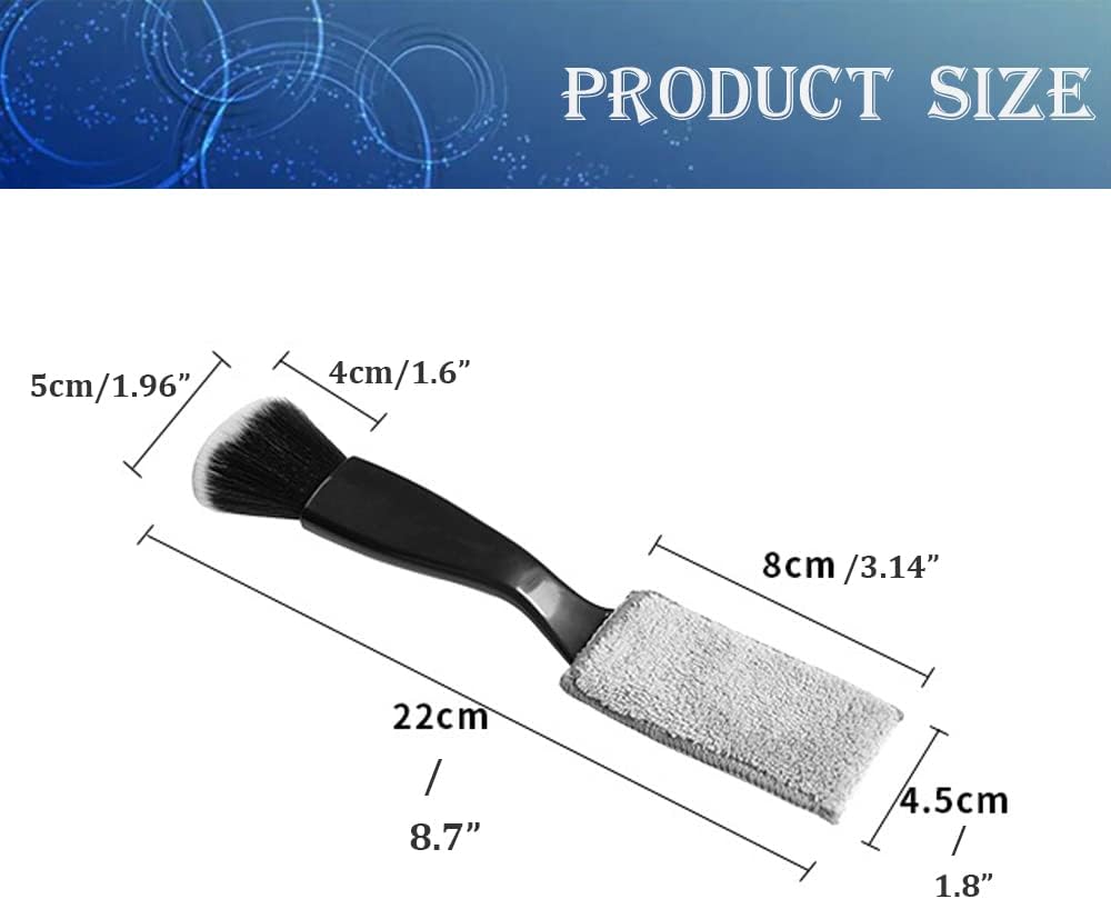 Double Head Brush for Car Cleaning, Detailing Interior and Exterior - Soft Bristles (Black, 1 Pack)