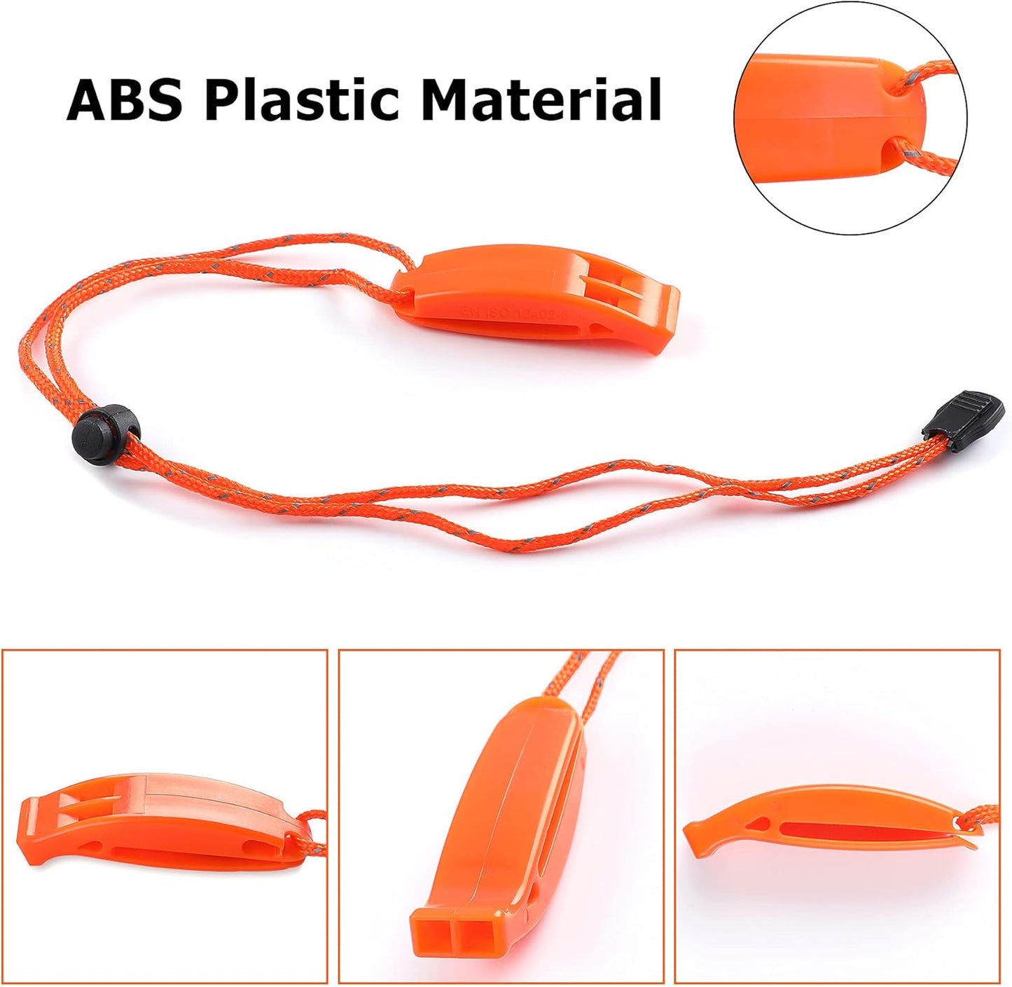 6PCS Safety Survival Whistles with Adjustable Reflective Lanyard Emergency Plastic Whistle Marine Whistle