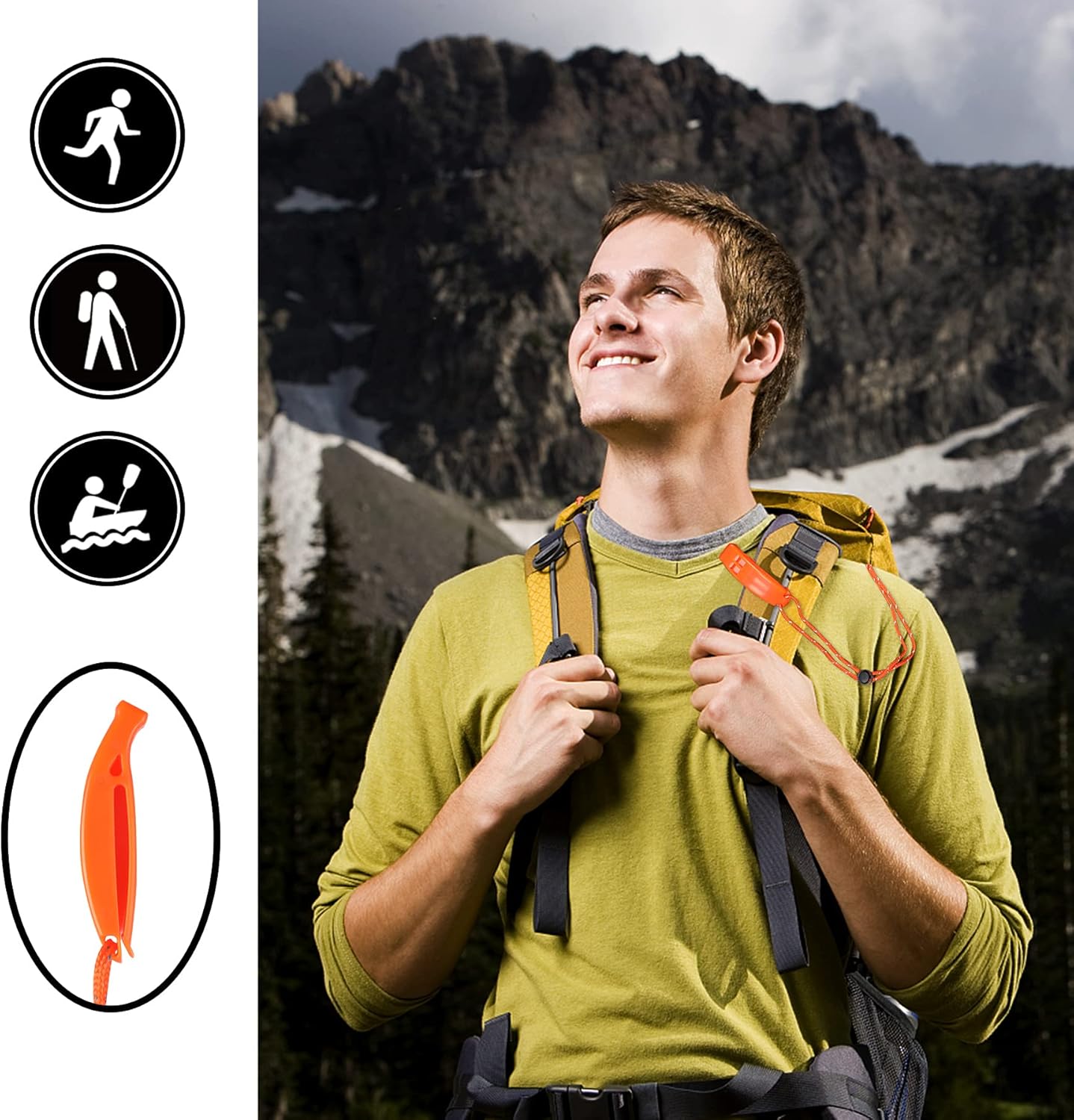 6PCS Safety Survival Whistles with Adjustable Reflective Lanyard Emergency Plastic Whistle Marine Whistle