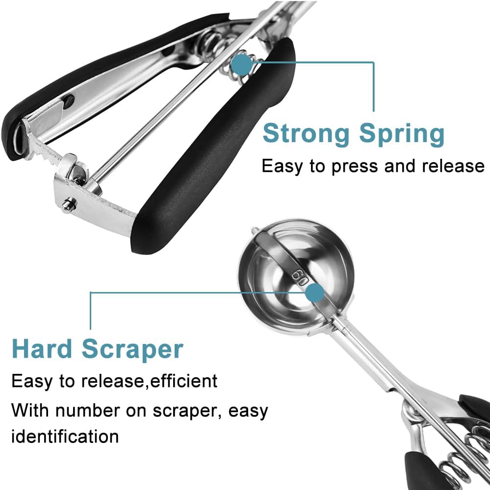 Cookie Scoop Set - Include 1 Tbsp/ 2 Tbsp/ 3Tbsp - 3 PCS Cookie Scoops for Baking - Cookie Dough Scoop - Made of 18/8 Stainless Steel