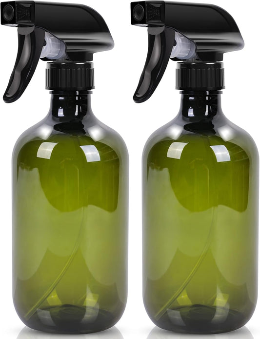 Cleaning Spray Bottles for Plants Misters for Inside, 2 Pack 16.9 oz Squirt Bottle, Water Spray Bottle Mist Sprayer, No Leak Hair Mister Spray Bottle Empty with Adjustable Nozzle (Green)