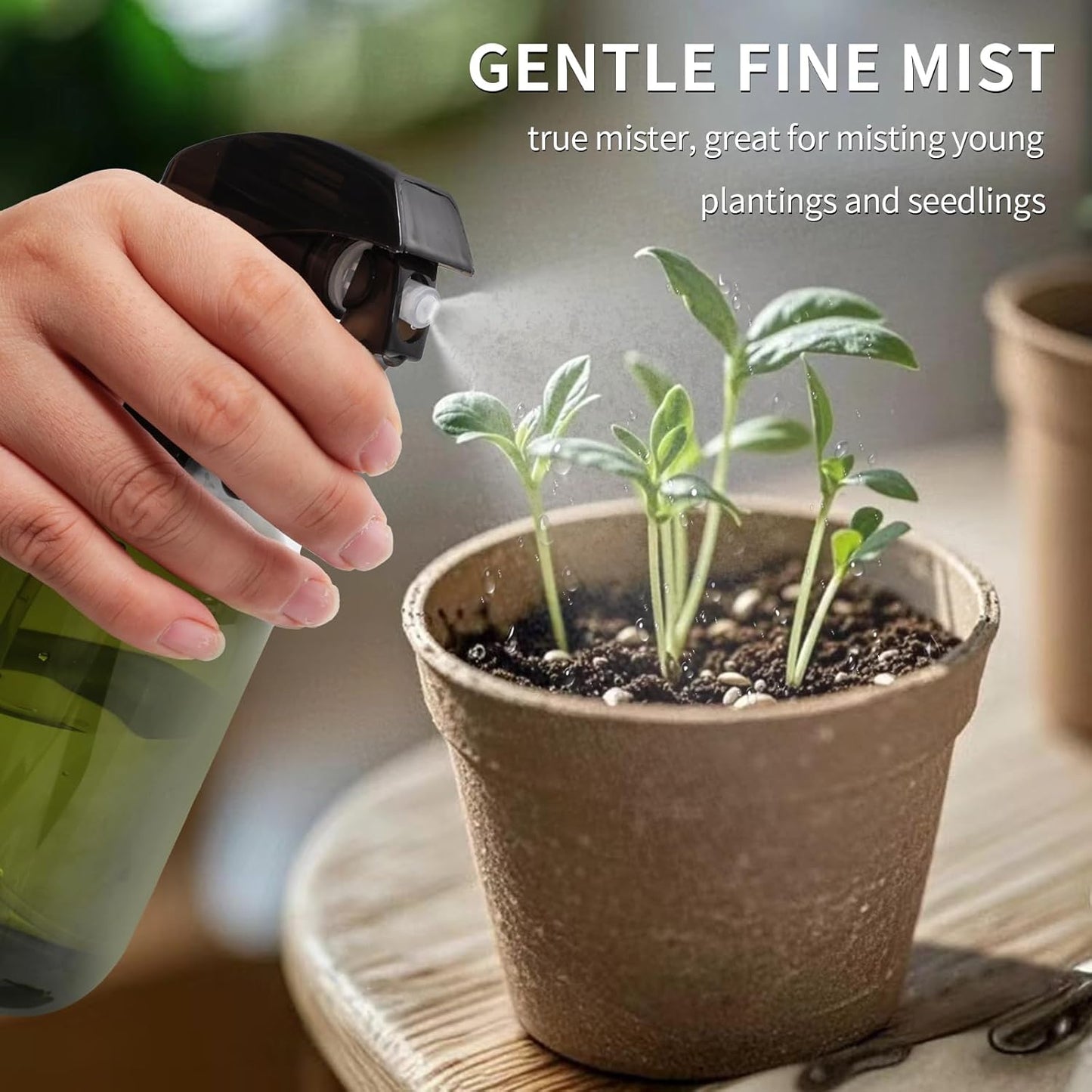 Cleaning Spray Bottles for Plants Misters for Inside, 2 Pack 16.9 oz Squirt Bottle, Water Spray Bottle Mist Sprayer, No Leak Hair Mister Spray Bottle Empty with Adjustable Nozzle (Green)