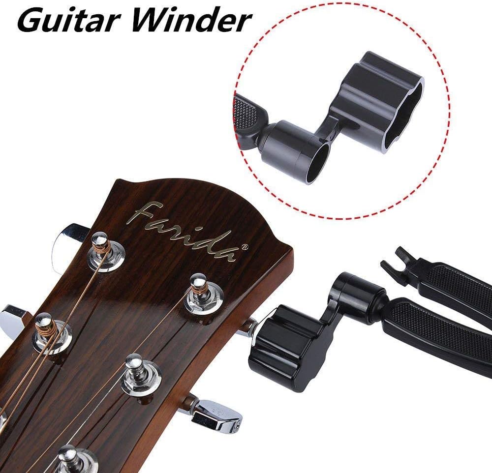 Professional Guitar String Winder Cutter and Bridge Pin Puller, Guitar Repair Tool Functional 3 in 1 (Black)