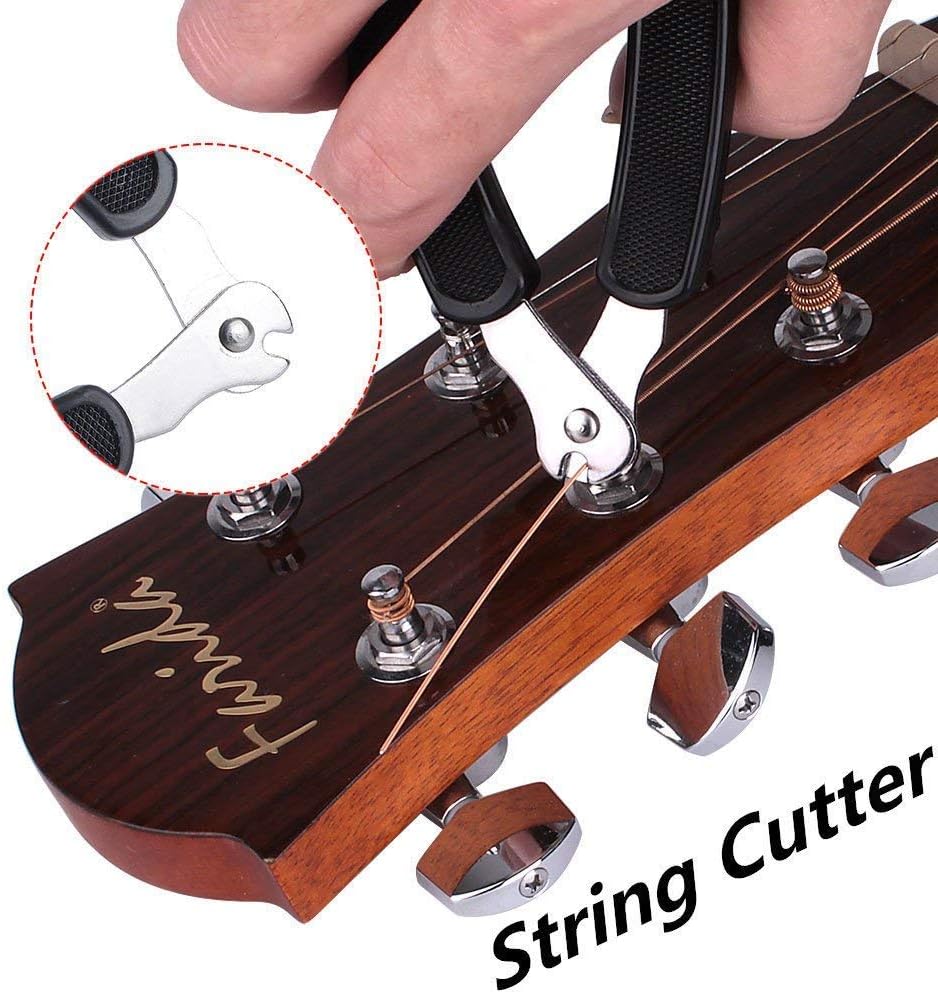 Professional Guitar String Winder Cutter and Bridge Pin Puller, Guitar Repair Tool Functional 3 in 1 (Black)
