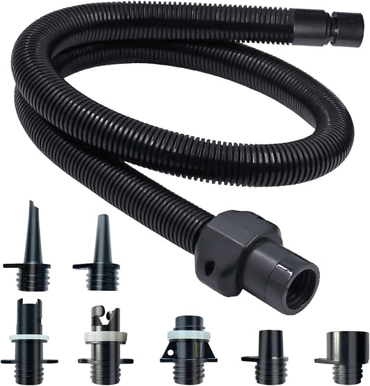 Paddle Board Pump Adapter Hose, Sup Pump Adaptor Hose Kit with 7 Air Valve Nozzles, Electric Air Pump Accessories Fit for Inflatable Stand Up Paddle Board/Boat/Tent/Pool/Mat