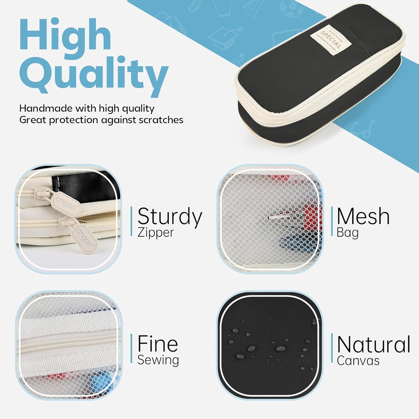 Pencil Case, Large Capacity Aesthetic Pen Cases with Durable Zipper, Big Stationery Pencil Pouch for Women & Men