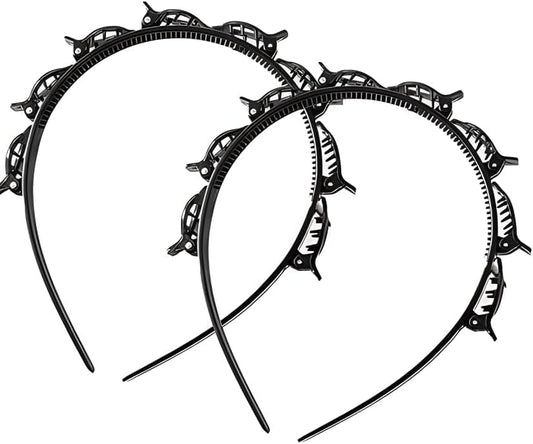 Braided Headbands Double Layer Twist Plait Hairband, 2Pcs Bangs Hairstyle Twist Hairpin Headbands,Double Bangs Hairstyle Hairpin Headband Korean Braided Headbands,Double Layer Twist Plait Headband