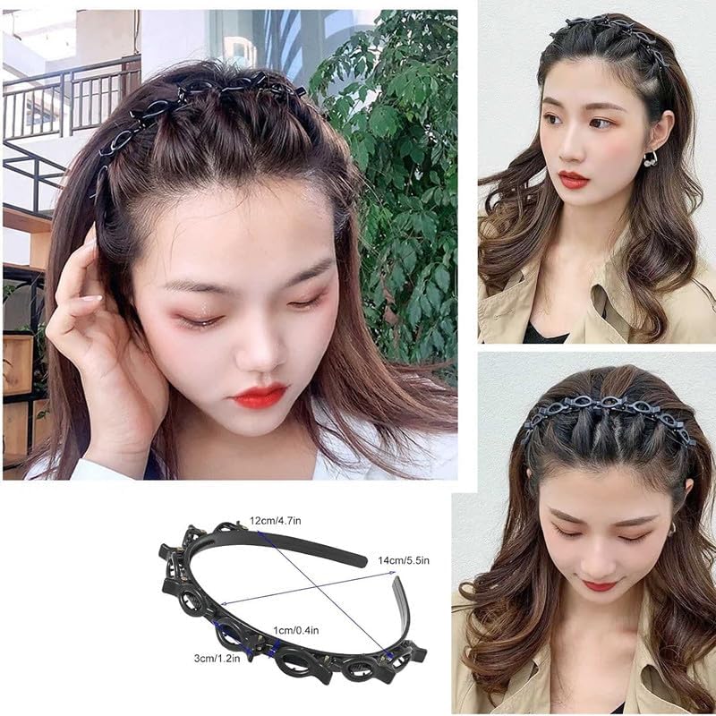 Braided Headbands Double Layer Twist Plait Hairband, 2Pcs Bangs Hairstyle Twist Hairpin Headbands,Double Bangs Hairstyle Hairpin Headband Korean Braided Headbands,Double Layer Twist Plait Headband