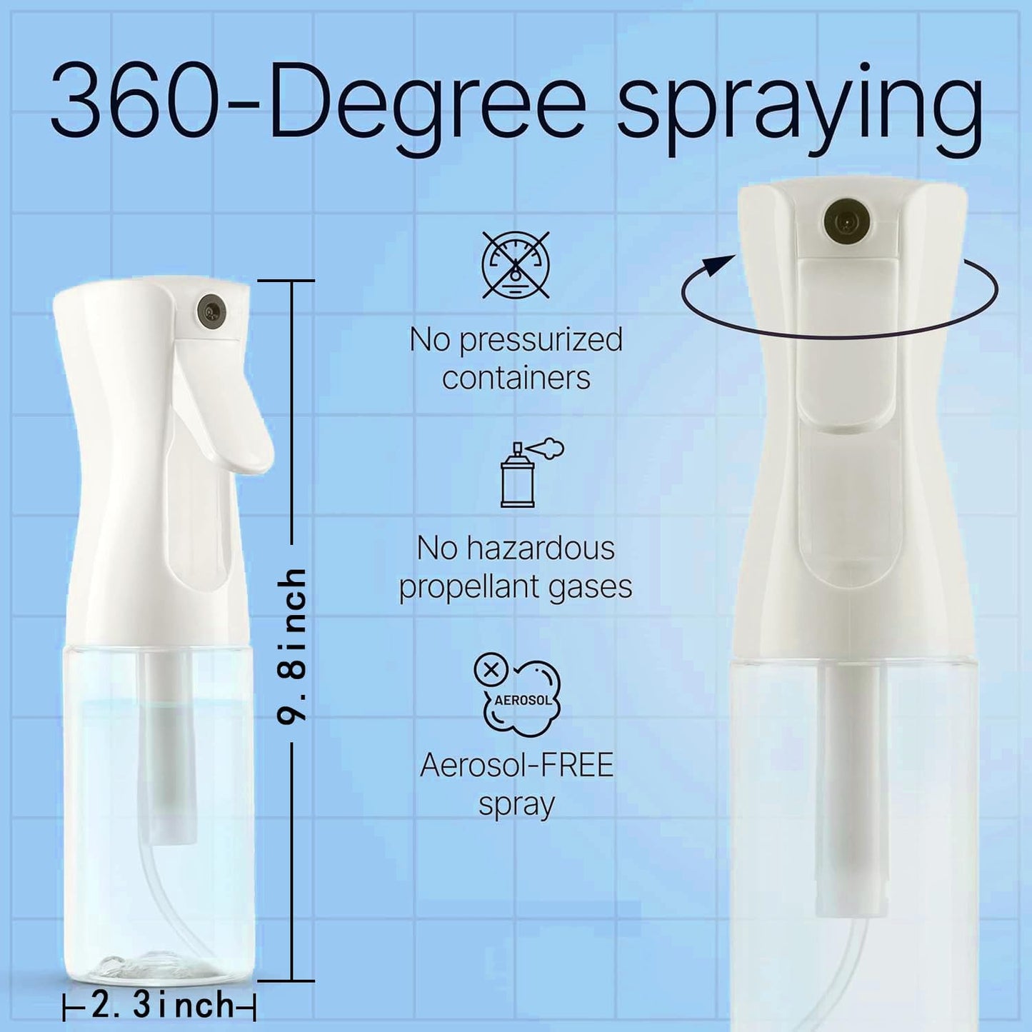 Continuous Spray Bottle for Hair (10.1oz/300ml) Home Essentials Spray Bottles For Cleaning Empty Ultra Fine Water Mister Sprayer For Hairstyling Garden Plants Curly Hair Perfume Pets, Barbers, Salons