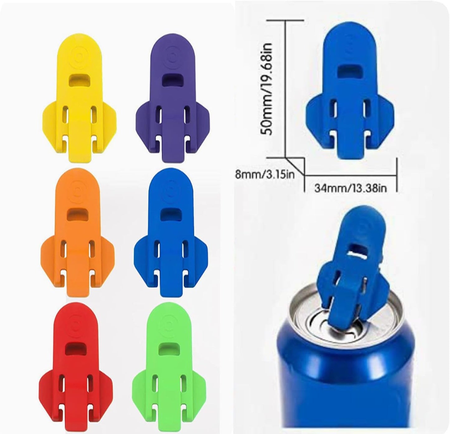 Simple can Opener, Easy Can Opener Soda Beer Can Opener, Manual Easy Can Opener Colorful Drink Can Protector Cap for Pop, Coke, Beer, Soda Aluminum Beverage (6pcs)