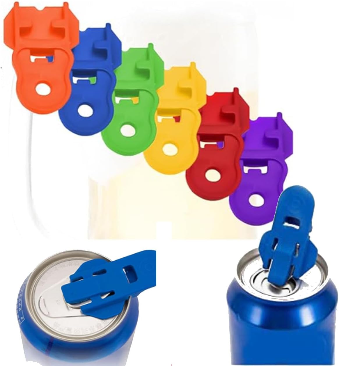 Simple can Opener, Easy Can Opener Soda Beer Can Opener, Manual Easy Can Opener Colorful Drink Can Protector Cap for Pop, Coke, Beer, Soda Aluminum Beverage (6pcs)