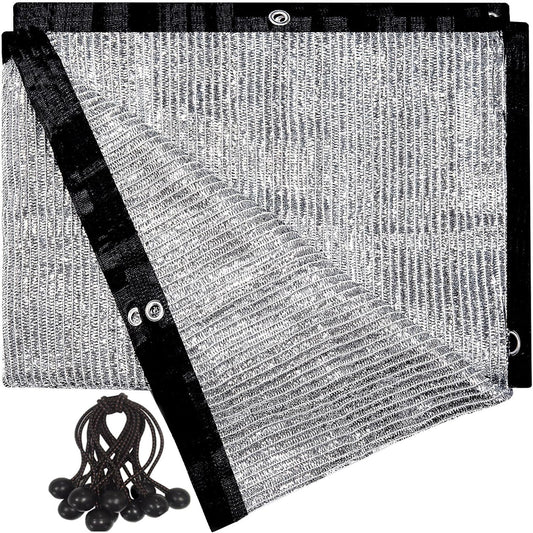 70% Aluminet Shade Cloth 6.5 ft x 10 ft-Fabric Sun Block Sun Reflect-Free 12pcs 6" Ball Bungee