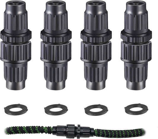 Expandable Garden Hose Repair Kit, Male and Female Hose End Repair Connector/Fittings, Plastic Flex Hose Repair Kit, 4 Pack