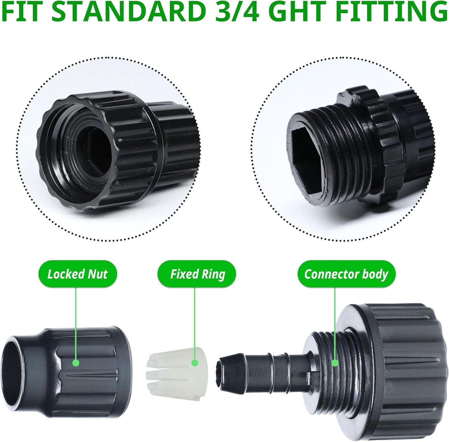 Expandable Garden Hose Repair Kit, Male and Female Hose End Repair Connector/Fittings, Plastic Flex Hose Repair Kit, 4 Pack