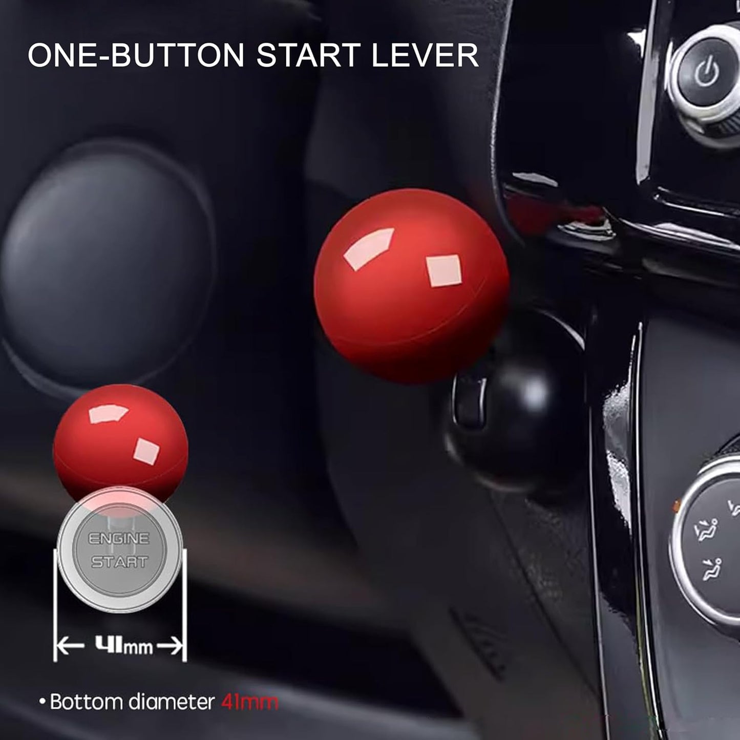 Car Push Start Button Cover, Engine Start/Stop Joystick Ball, Universal Starter Decorative Accessories (Red)