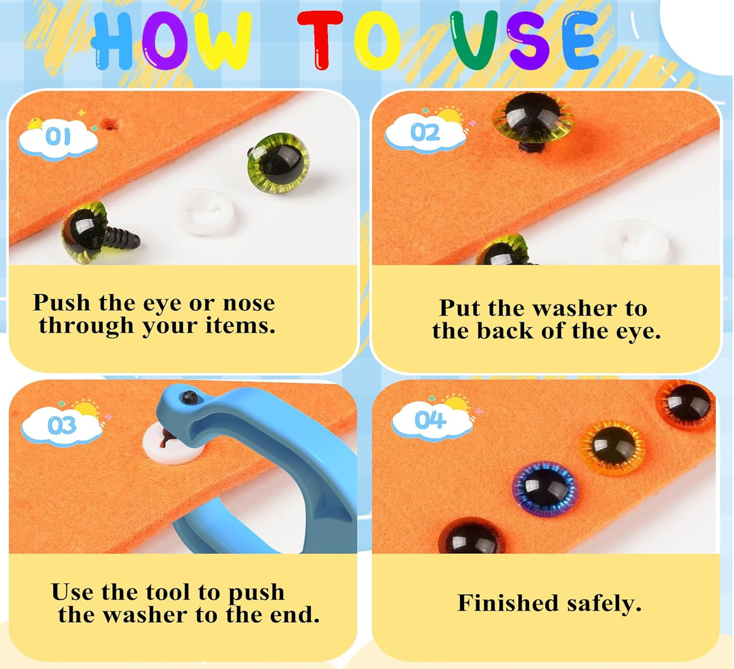 Safety Eye Tool Auxiliary Tool for Attaching Safety Eyes for Crocheting Safety Eyes Crochet Tools for Amigurumi Crochet & Stuffed 5-30mm Animal Eyes Making Supplies Tool（Blue 1pcs）