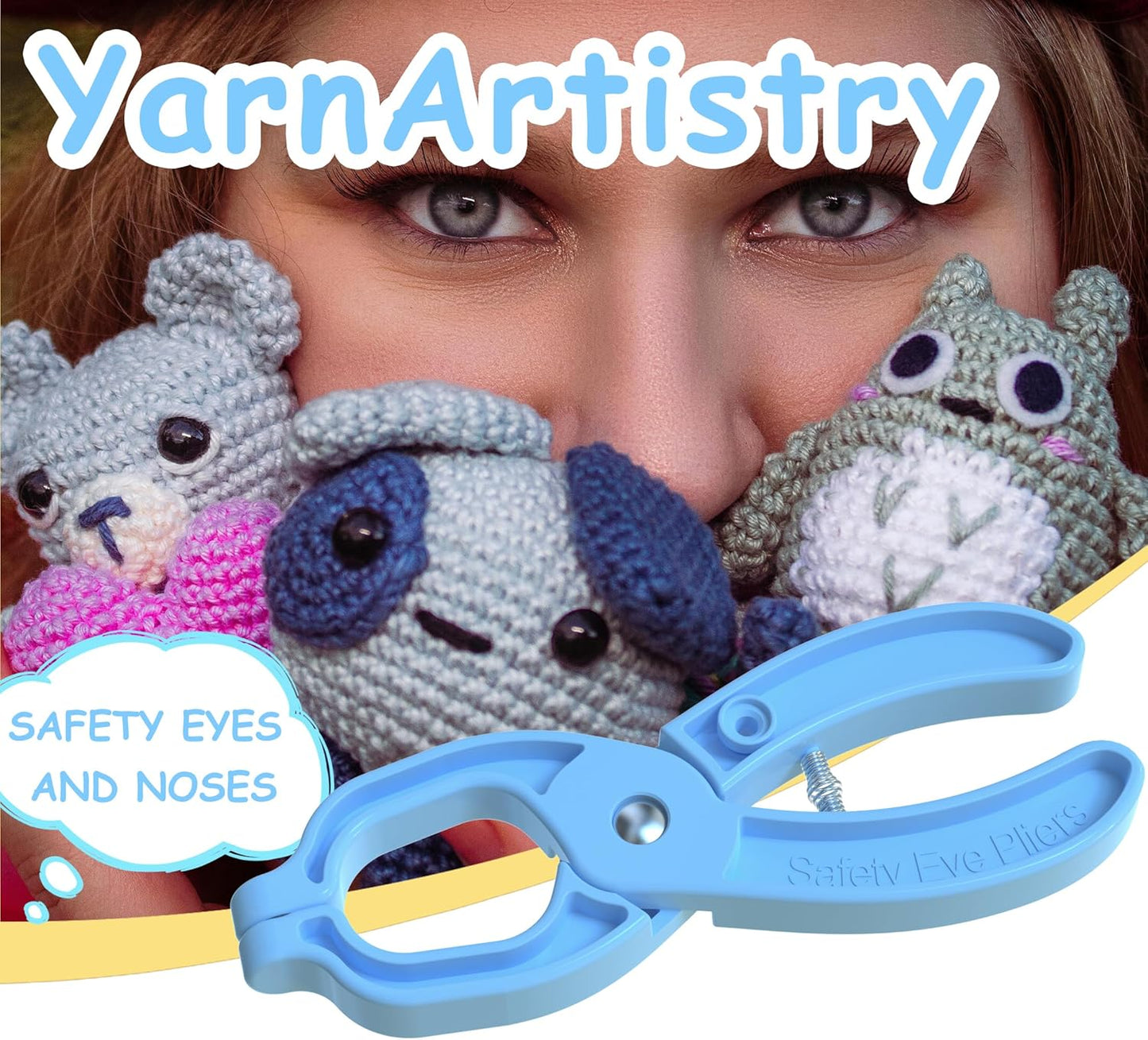 Safety Eye Tool Auxiliary Tool for Attaching Safety Eyes for Crocheting Safety Eyes Crochet Tools for Amigurumi Crochet & Stuffed 5-30mm Animal Eyes Making Supplies Tool（Blue 1pcs）