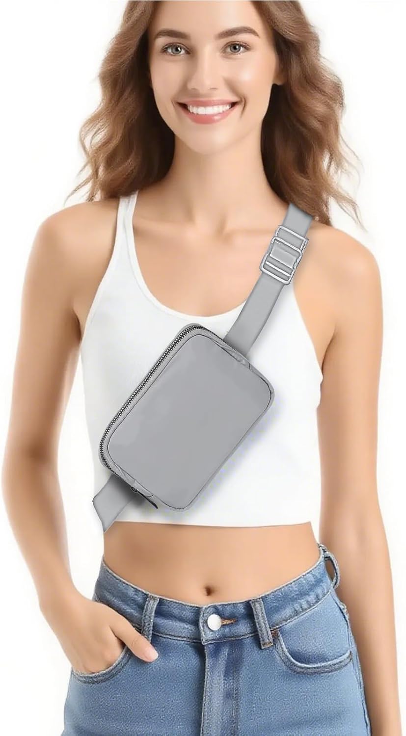 Belt Bag for Women Fanny Pack Dupes, Fashion Crossbody Waist Pack Bag with Adjustable Strap, Everywhere Belt Bag for Travel Outdoors Running Hiking（Grey）